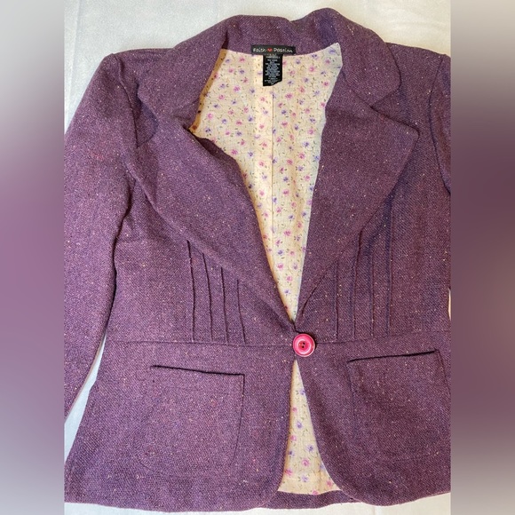 Faith & Passion Jackets & Blazers - Women’s Tweed Wool Blazer Jacket Faith Passion Purple Made In USA Size M